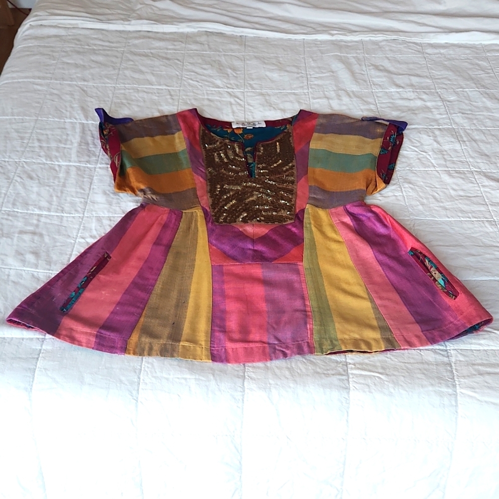 Ritu Kumar Label Short Kurta Top size 1 multicolor with sequin work